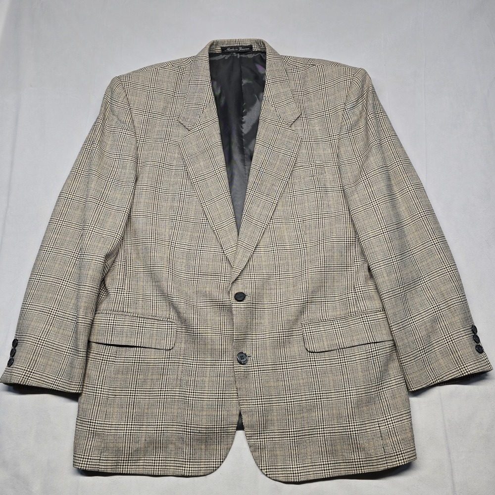 Pierre Balmain Vintage Silk‎ & Wool Prince of Wales Check Notch Lapel Jacket ...
